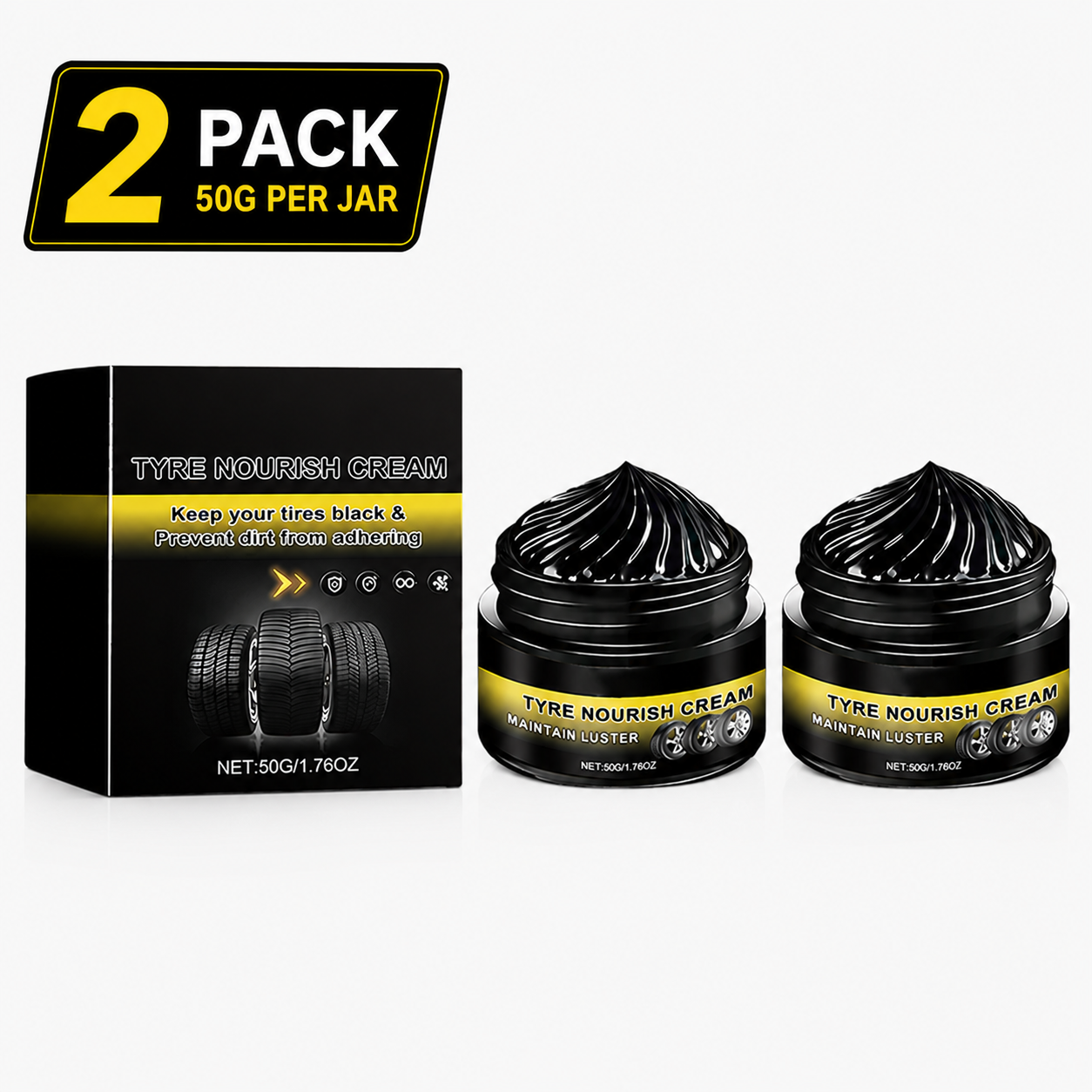 NantSpider™ Tire Shine Wax – Restore Deep Black Tires & Protect Against UV Damage