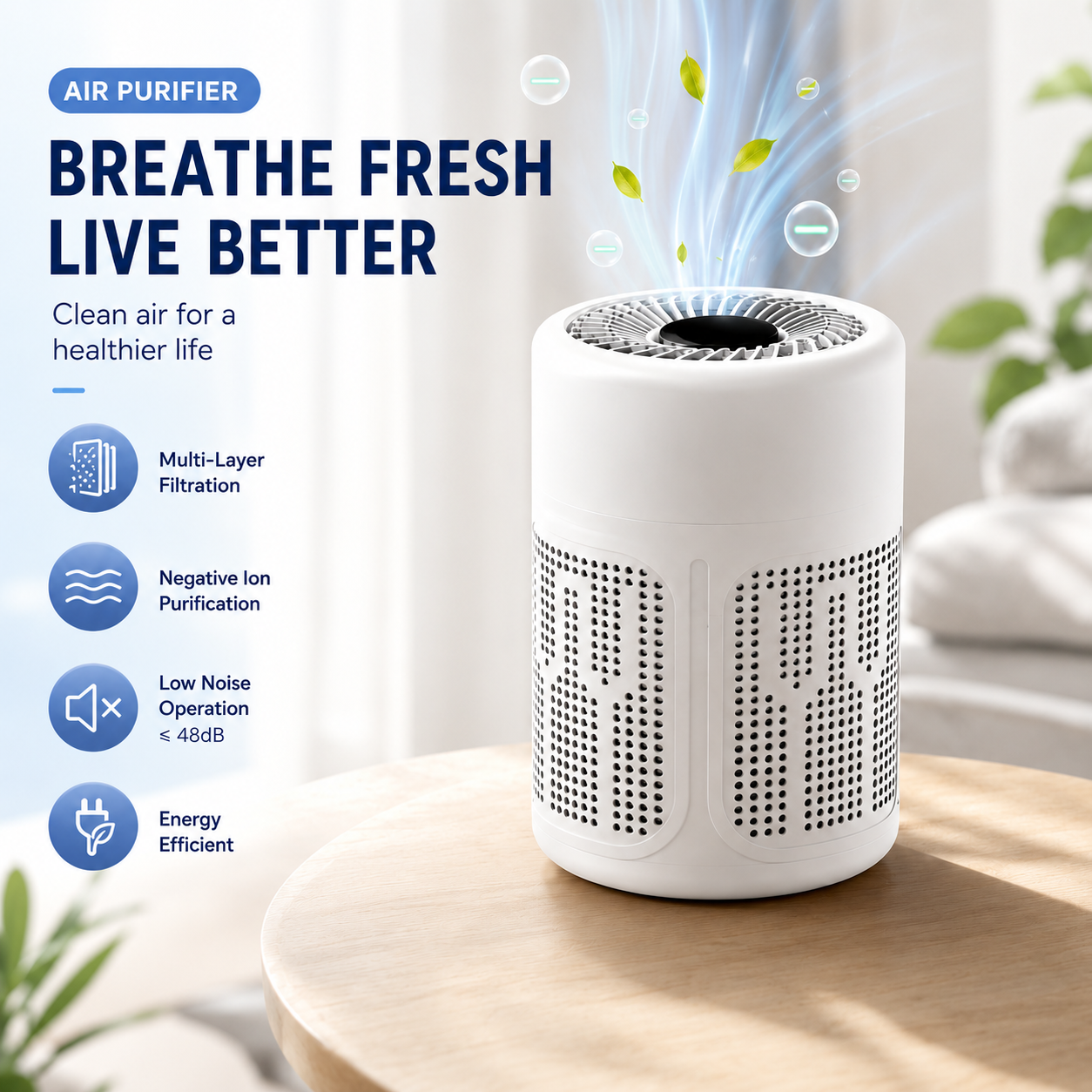🌬️ 50% OFF! NantSpider™ Compact Air Purifier For Dust, Pet Hair & Odors
