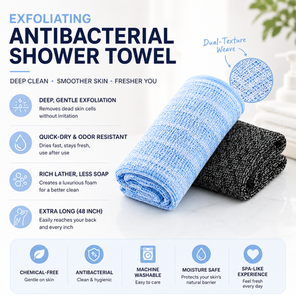 Exfoliating Shower Towel For Smoother Skin