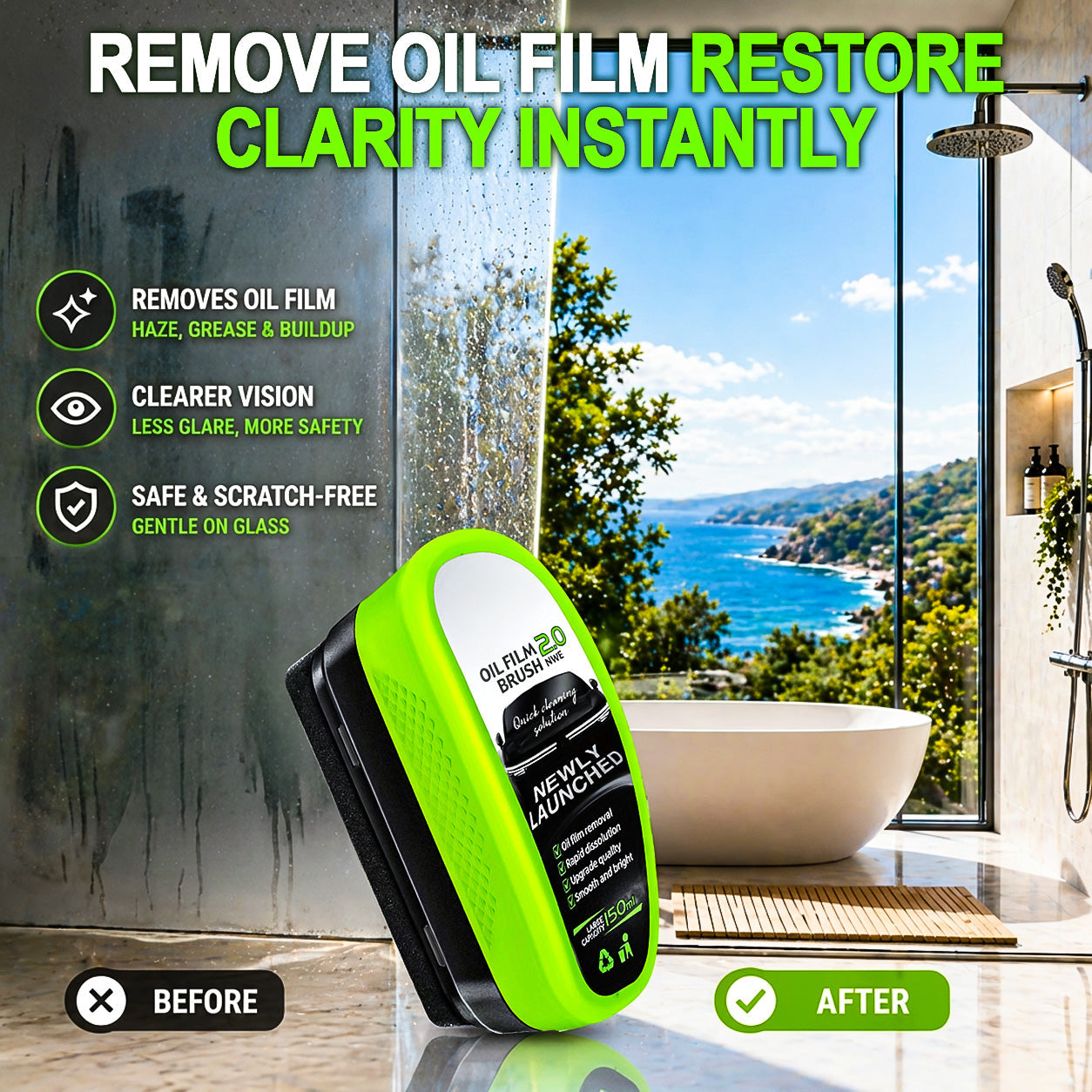NantSpider™ Multi-Surface Glass Cleaner — Remove Oil Film & Restore Clarity Instantly