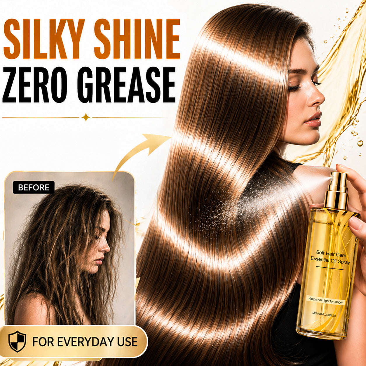 💞NantSpider™ Lightweight Hair Oil Spray – Smooth, Shiny Hair Without Greasy Buildup