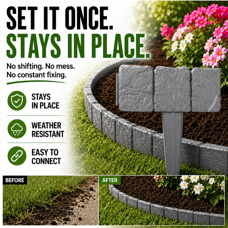 🌿✨ Stone-Look Edging Fence - Garden Edges That Stay Clean🏡♻️