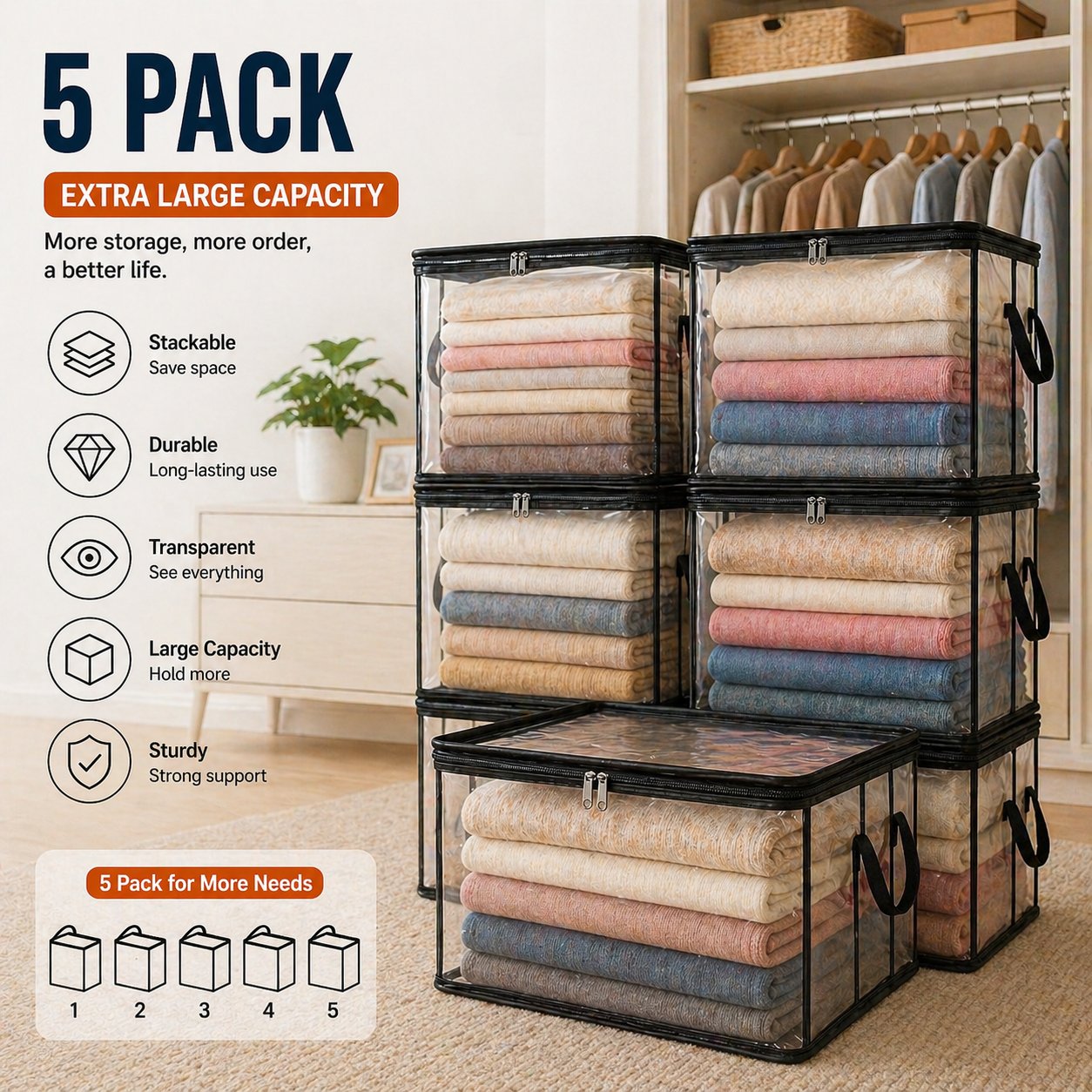 🔥LIMITED TIME 50% OFF📦Large Heavy-Duty Thick Plastic Clear Storage Bag for Clothes, Moving & Storage (Offer)
