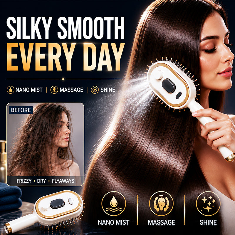 ✨ 50% OFF! NantSpider™ Mist Hair Smoothing Brush With Red Light Care