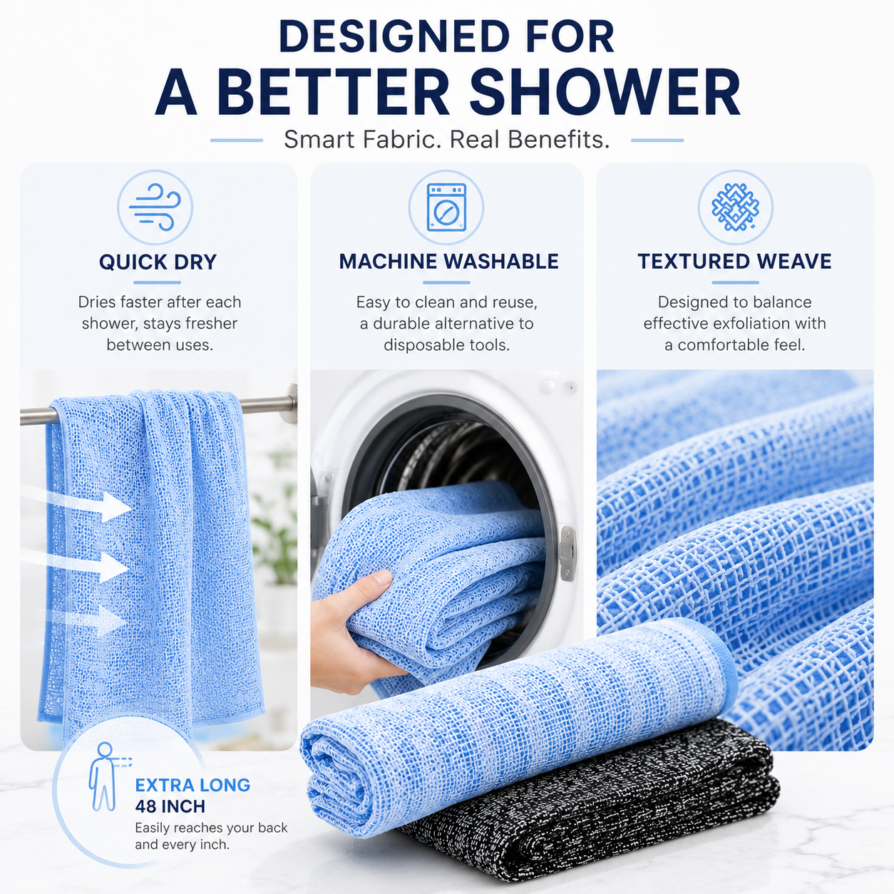 Exfoliating Shower Towel For Smoother Skin