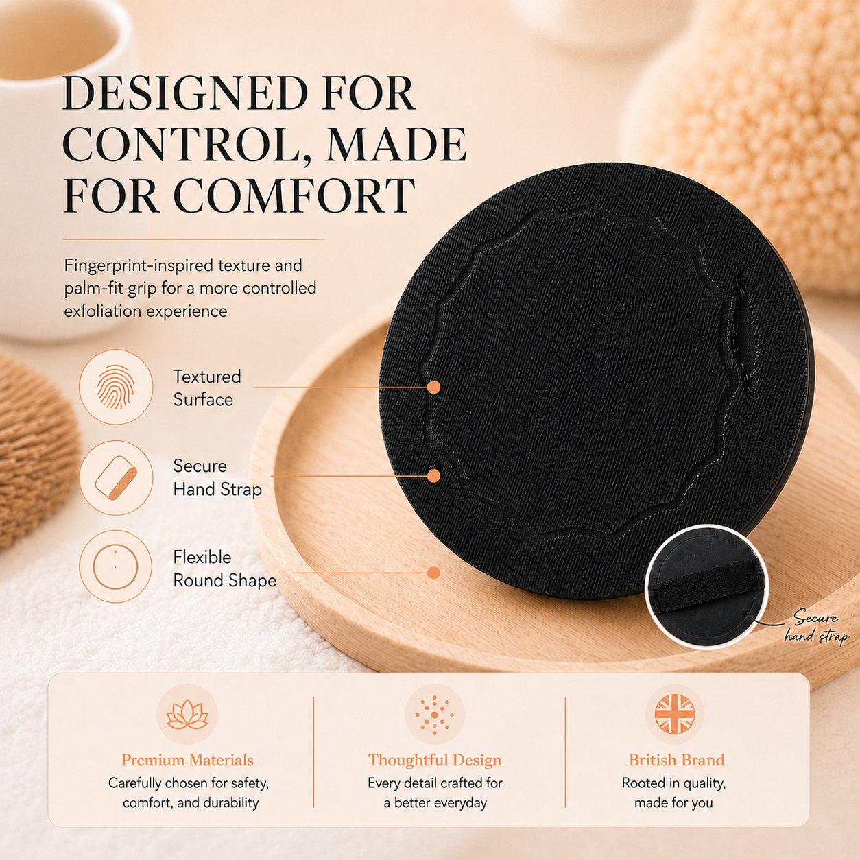 Natural Rubber Shower Scrubber Pads | Gentle Body Exfoliator for Softer Smoother Skin