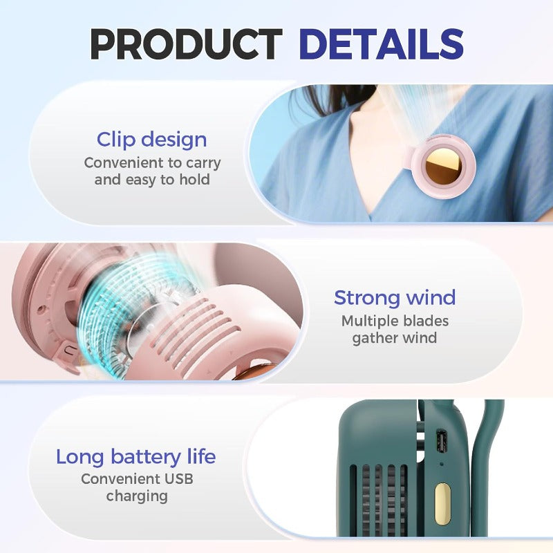 NantSpider™ Hands-Free Portable Clip-On Fan with 3 Speeds