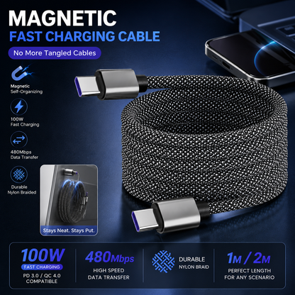 ⚡Magnetic Anti-Tangle Fast Charging Cable (Offer)