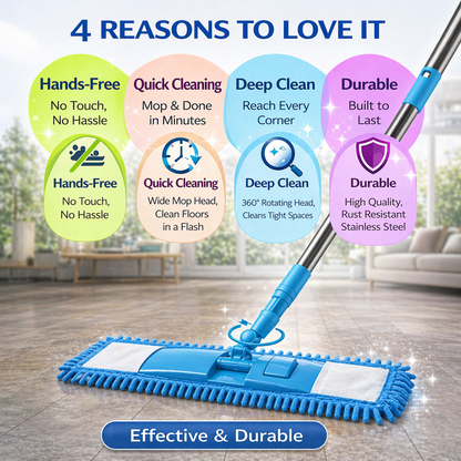 NantSpider™ Detachable Coral Fleece Flat Mop with Stainless Steel Handle