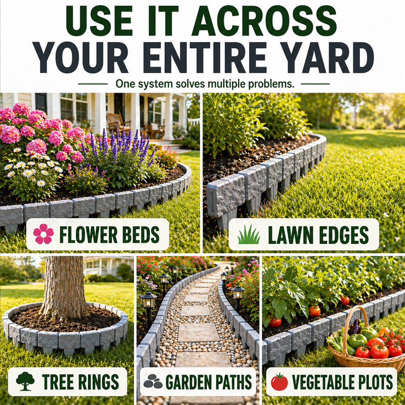 🌿✨ Stone-Look Edging Fence - Garden Edges That Stay Clean🏡♻️