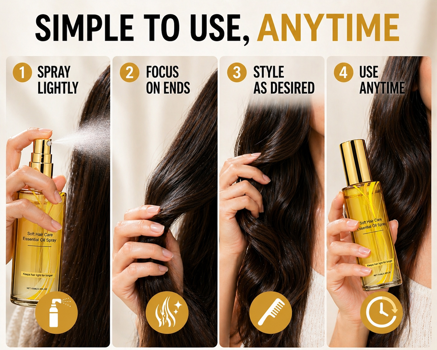 💞NantSpider™ Lightweight Hair Oil Spray – Smooth, Shiny Hair Without Greasy Buildup
