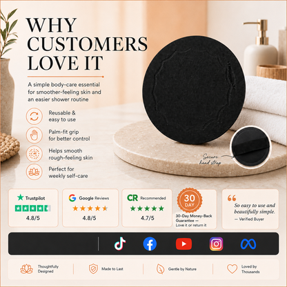 Natural Rubber Shower Scrubber Pads | Gentle Body Exfoliator for Softer Smoother Skin
