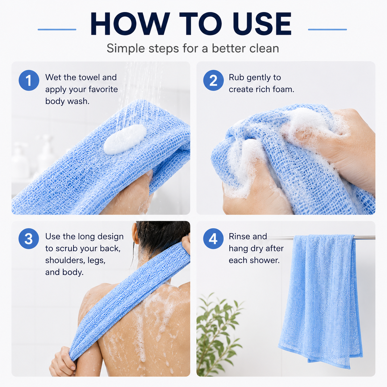 Exfoliating Shower Towel For Smoother Skin