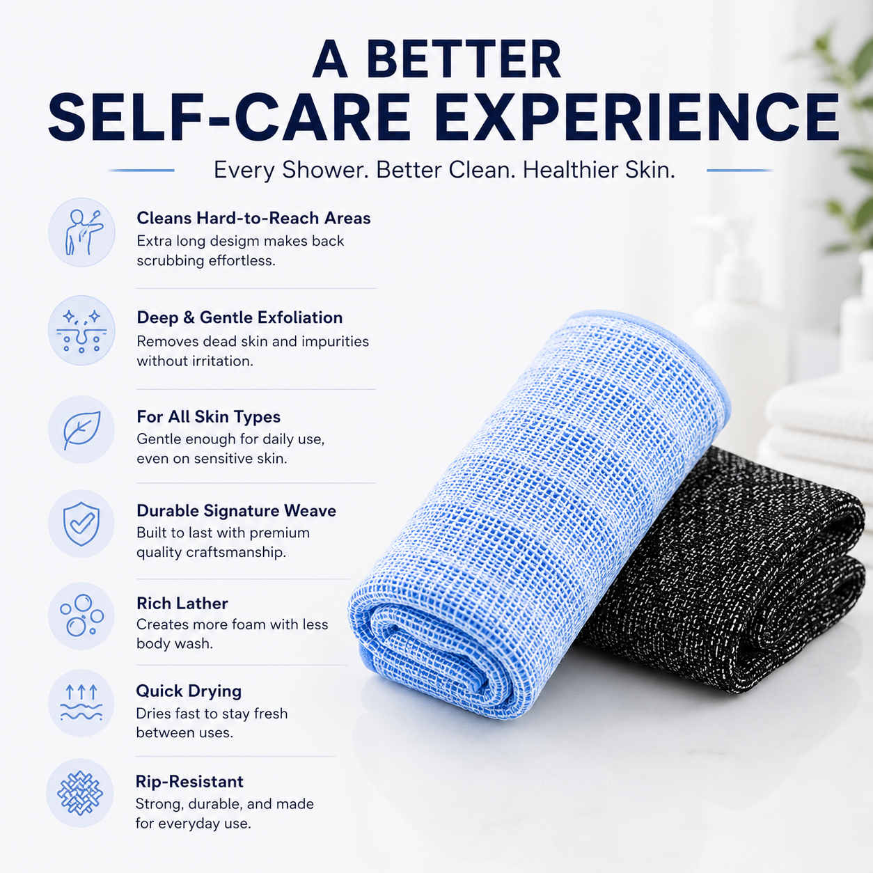 Exfoliating Shower Towel For Smoother Skin