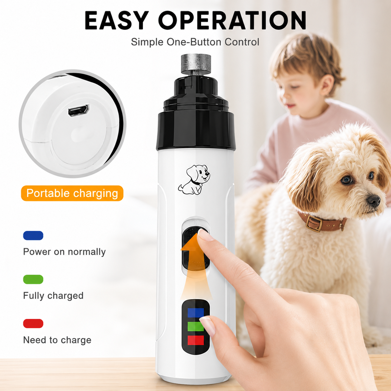 NantSpider™ Quiet LED Pet Nail Grinder