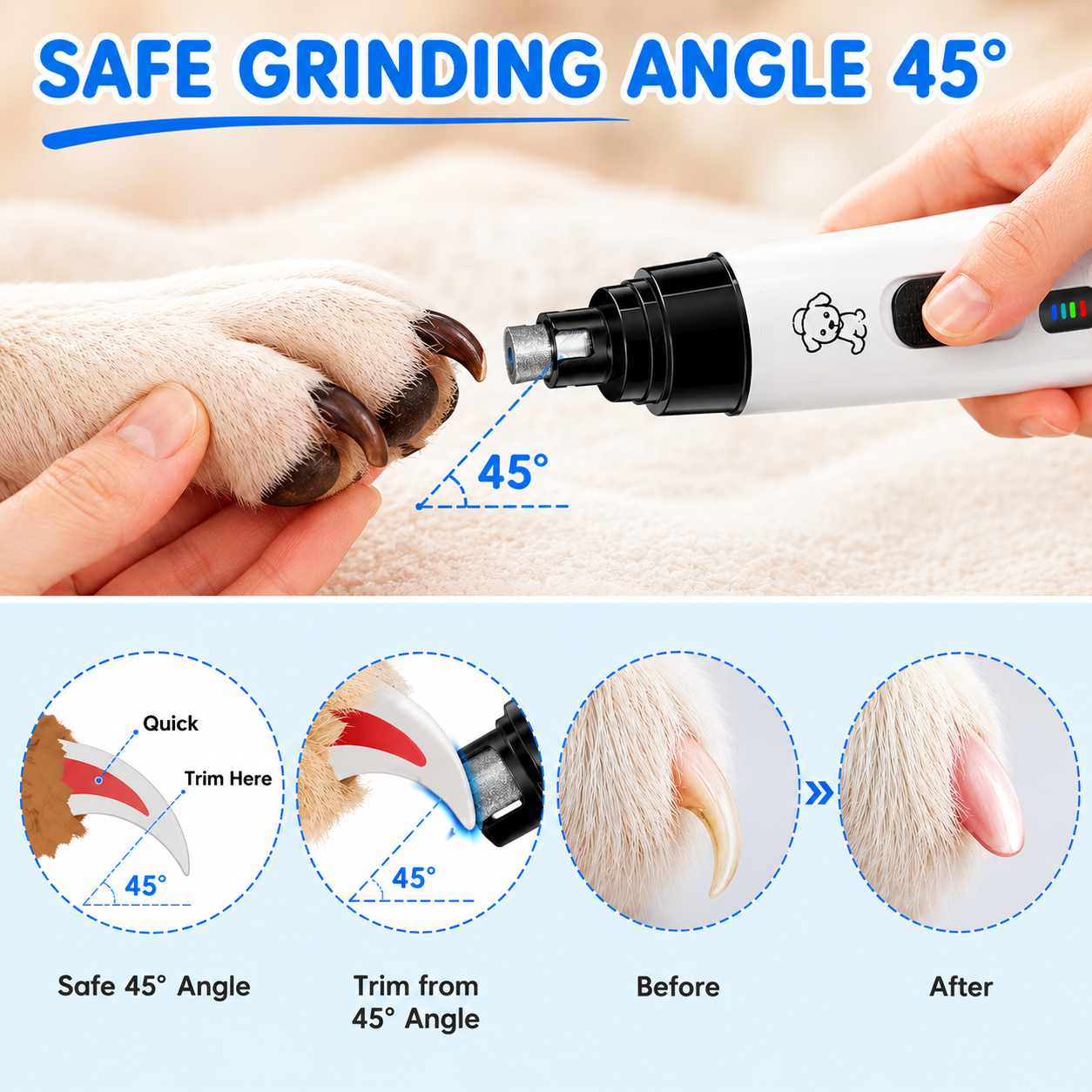 NantSpider™ Quiet LED Pet Nail Grinder