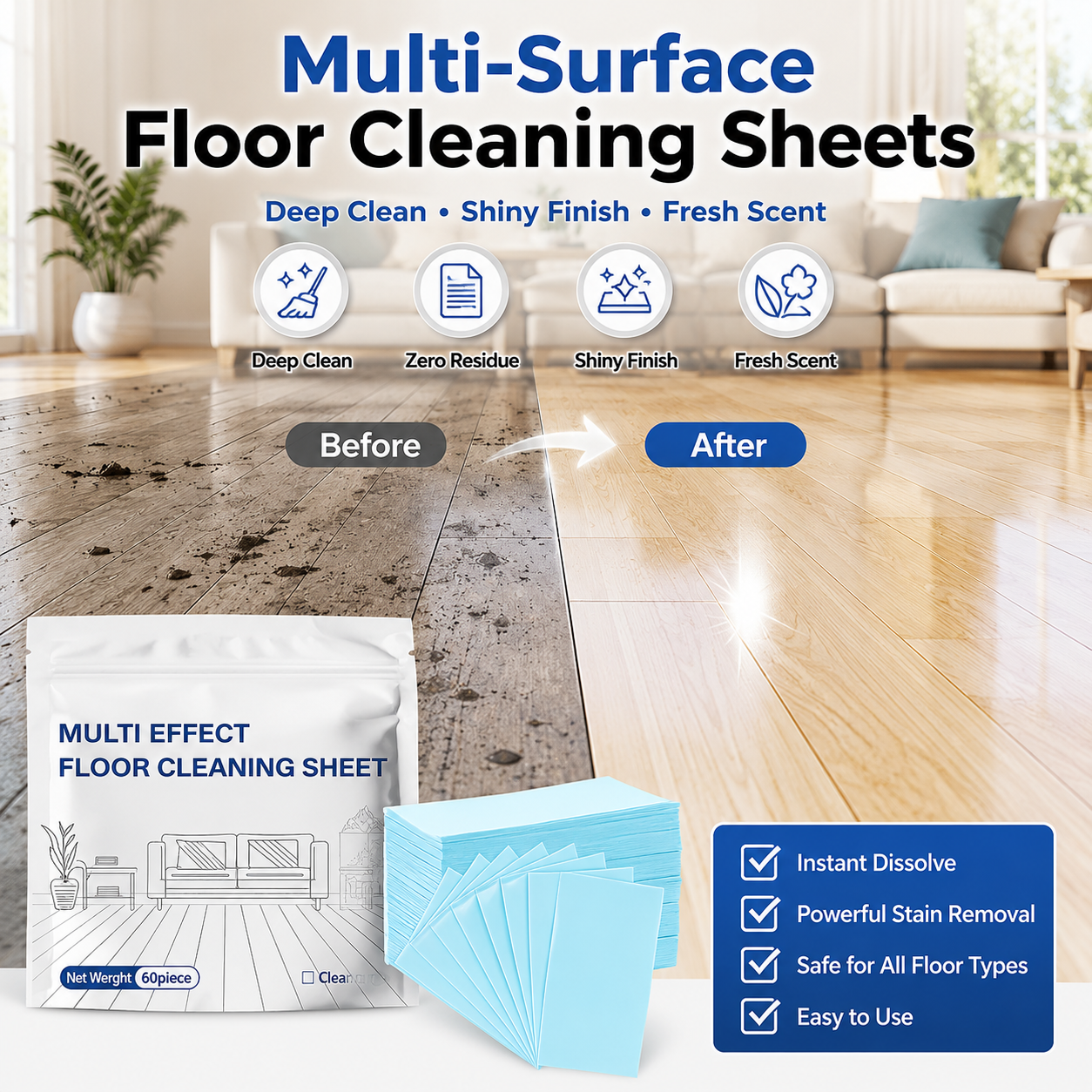 🥳 50% OFF | NantSpider™ Water-Soluble Floor Cleaning Sheets