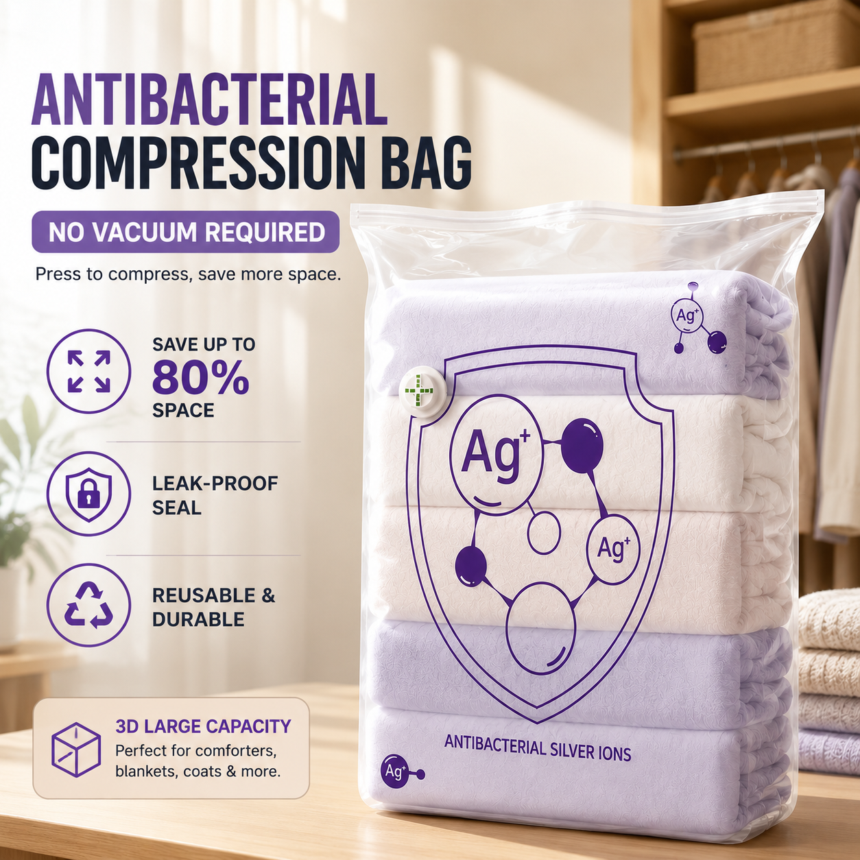 🧳 Buy 2 Get 1 FREE | NantSpider™ 3D Antibacterial Compression Bags (No Pump Needed)