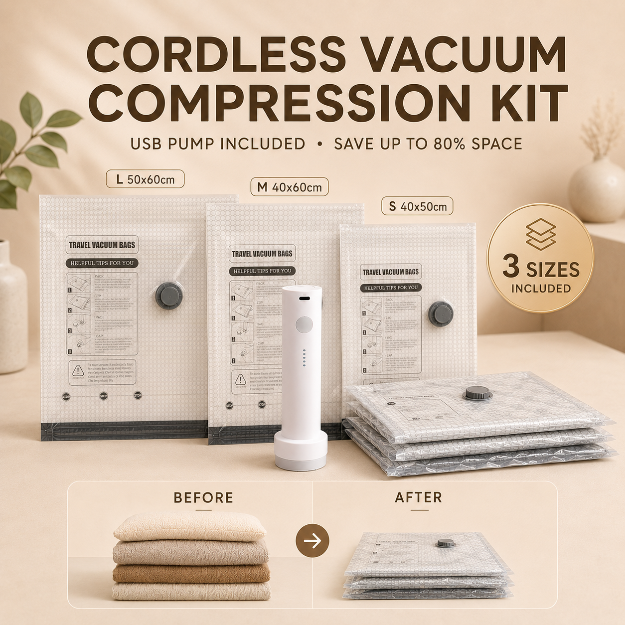 NantSpider™ Cordless Vacuum Compression Kit – Save Up To 80% Space