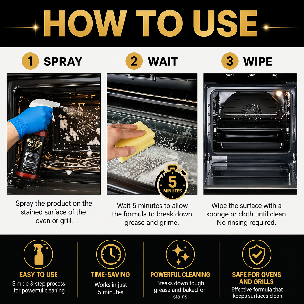 No-Scrub Oven & Grill Cleaner for Stubborn Grease & Burnt Residue (Offer)