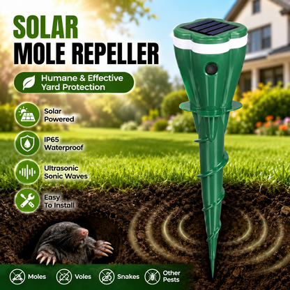 ☘️Solar Sonic Mole Repellent Stakes – Waterproof Ultrasonic Yard Pest Repeller