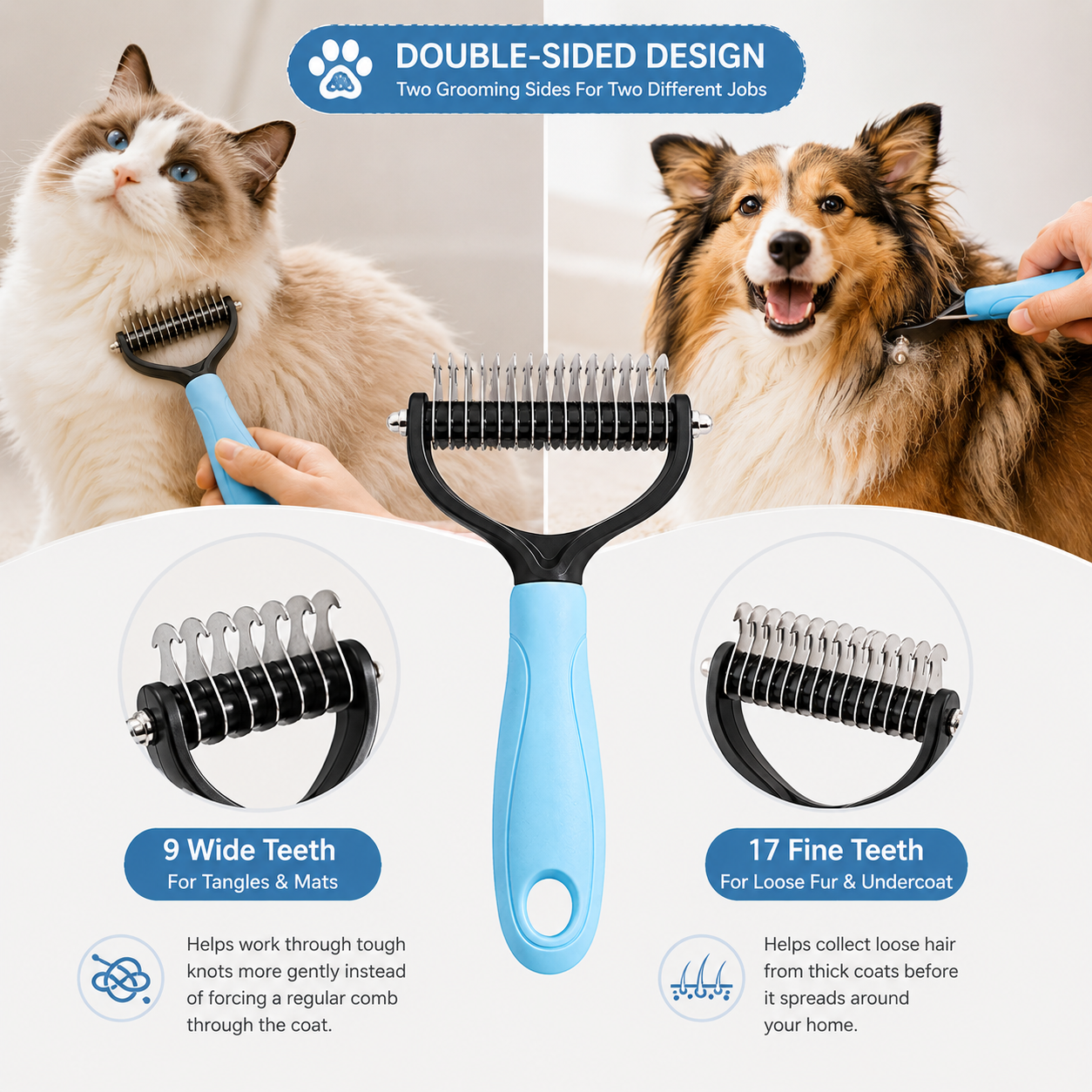 2-In-1 Double-Sided Pet Dematting Brush (Offer)