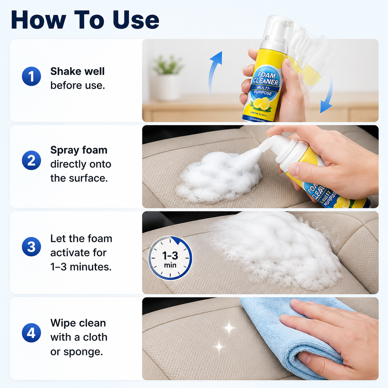 🧴4-In-1 Multi-Purpose Foam Cleaner Spray