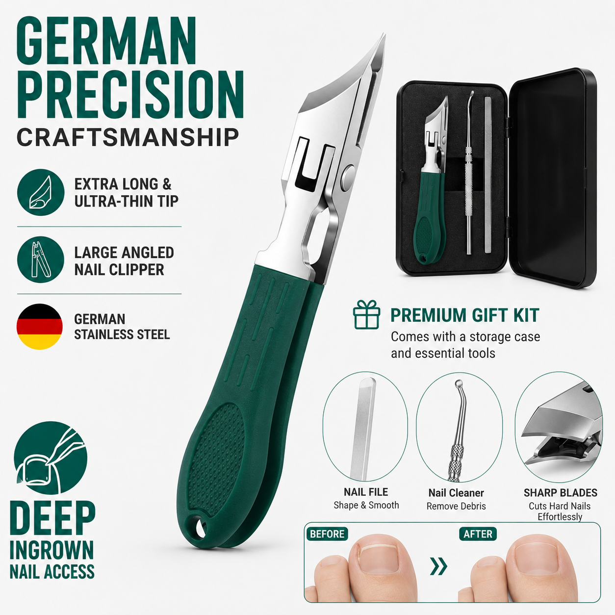 NantSpider™ Eagle Beak Beveled Nail Clippers with Anti-Splash Design