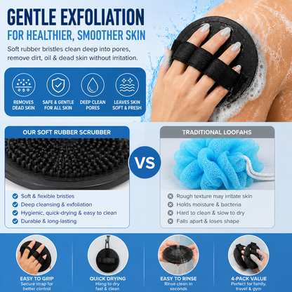 Soft Silicone Shower Scrubber – Gentle Exfoliating Body Brush