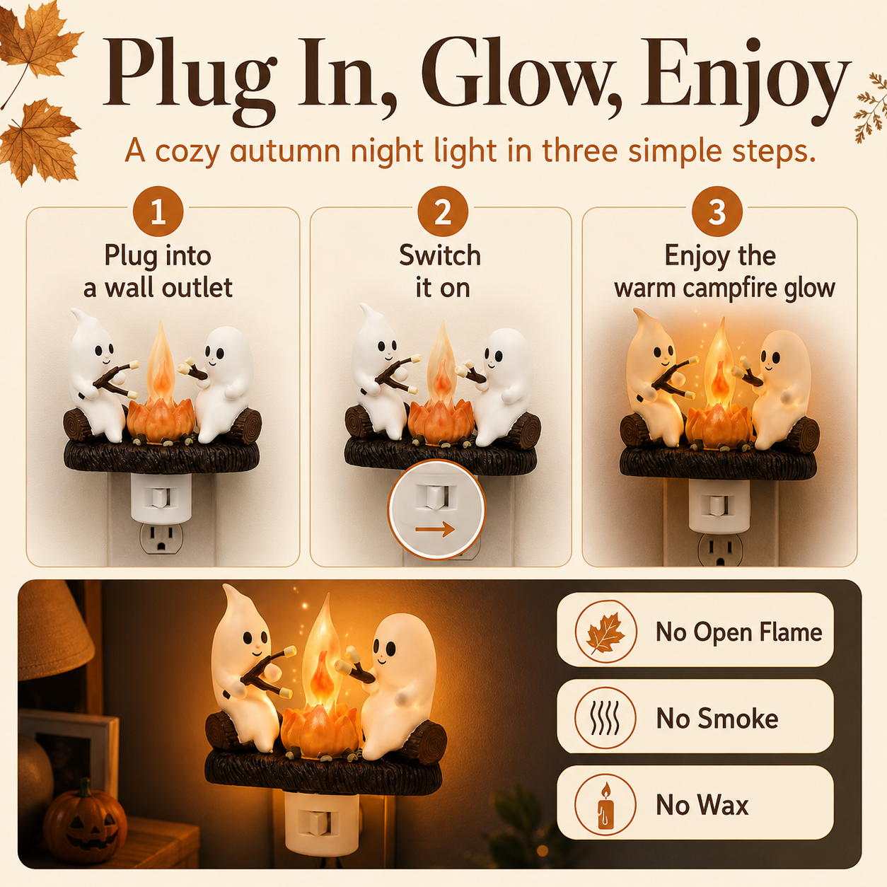 🎃 Ghost Campfire Halloween Night Light – Create A Cozy Magical Autumn Glow For Your Home-Last Day Sale-50% OFF🔥