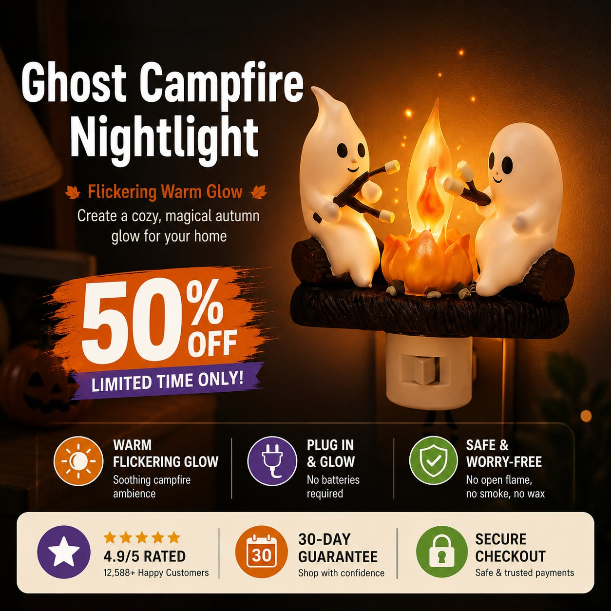 🎃 Ghost Campfire Halloween Night Light – Create A Cozy Magical Autumn Glow For Your Home-Last Day Sale-50% OFF🔥