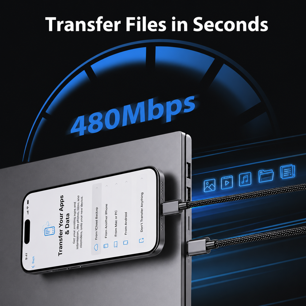 ⚡Magnetic Anti-Tangle Fast Charging Cable (Offer)