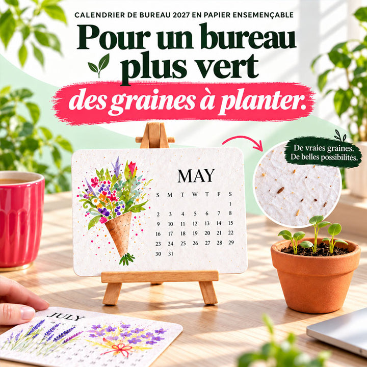 📅 🇫🇷 Calendrier de bureau à planter 2027 — Une touche d'art. Un nouveau départ. 🌱
