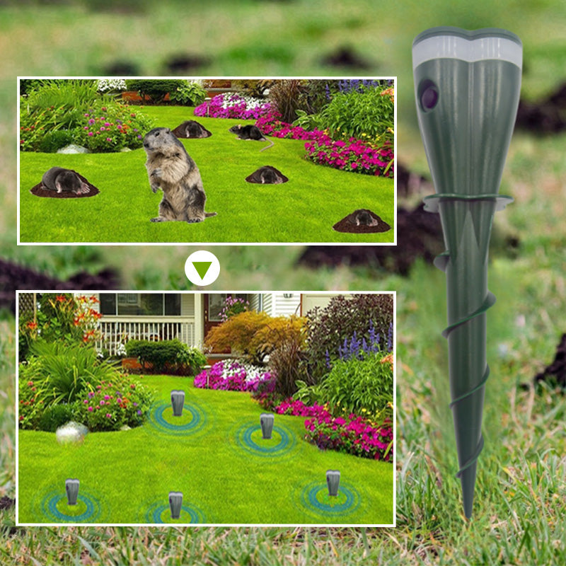 ☘️Solar Sonic Mole Repellent Stakes – Waterproof Ultrasonic Yard Pest Repeller (Offer)