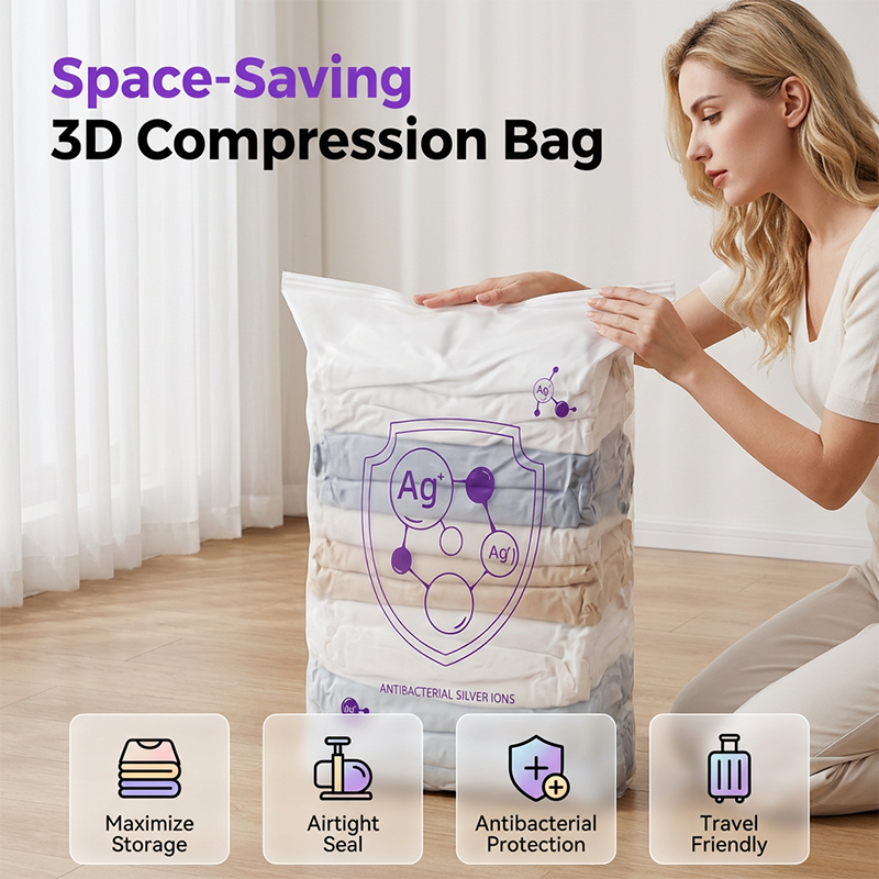 🧳 Buy 2 Get 1 FREE | NantSpider™ 3D Antibacterial Compression Bags (No Pump Needed)