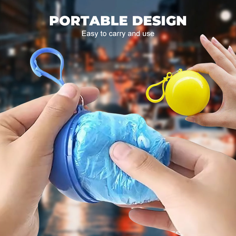 Portable Emergency Raincoat Ball Keychain