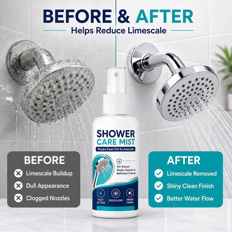 🚿✨Fast-Acting Shower Limescale Remover Spray – Dissolves stubborn mineral deposits & hard water stains. Restores water flow & shine – just spray & wipe! 🧼💪 (Offer)
