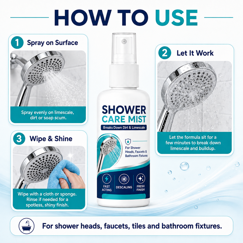 🚿✨Fast-Acting Shower Limescale Remover Spray – Dissolves stubborn mineral deposits & hard water stains. Restores water flow & shine – just spray & wipe! 🧼💪 (Offer)