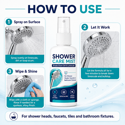 🚿✨Fast-Acting Shower Limescale Remover Spray – Dissolves stubborn mineral deposits & hard water stains. Restores water flow & shine – just spray & wipe! 🧼💪 (Offer)